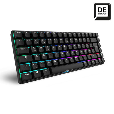 Sharkoon Skiller SGK50 S3 PBT Schwarz, RGB Gaming Keyboard, Gateron G PRO 3.0 Yellow, 75% Layout