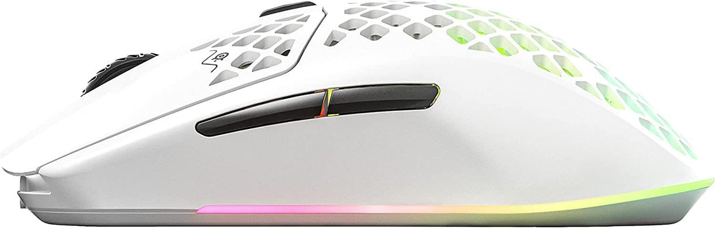SteelSeries Aerox 3 Wireless - RGB Gaming-Mouse mit Öffnungen in der Oberfläche - Federleichtes, wasserabweisendes Design - Optischer TrueMove Air-Sensor mit 18.000 DPI - Snow