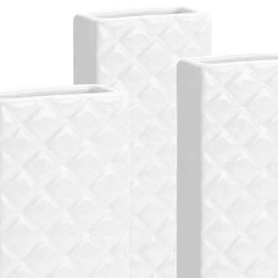 com-four® 3x Luftbefeuchter aus Keramik - Heizkörper-Verdunster zum Befeuchten der Raumluft - Wasserverdunster mit S-Förmigen Haken - Heizungsverdunster mit Diamant-Motiv (weiß - Raute)