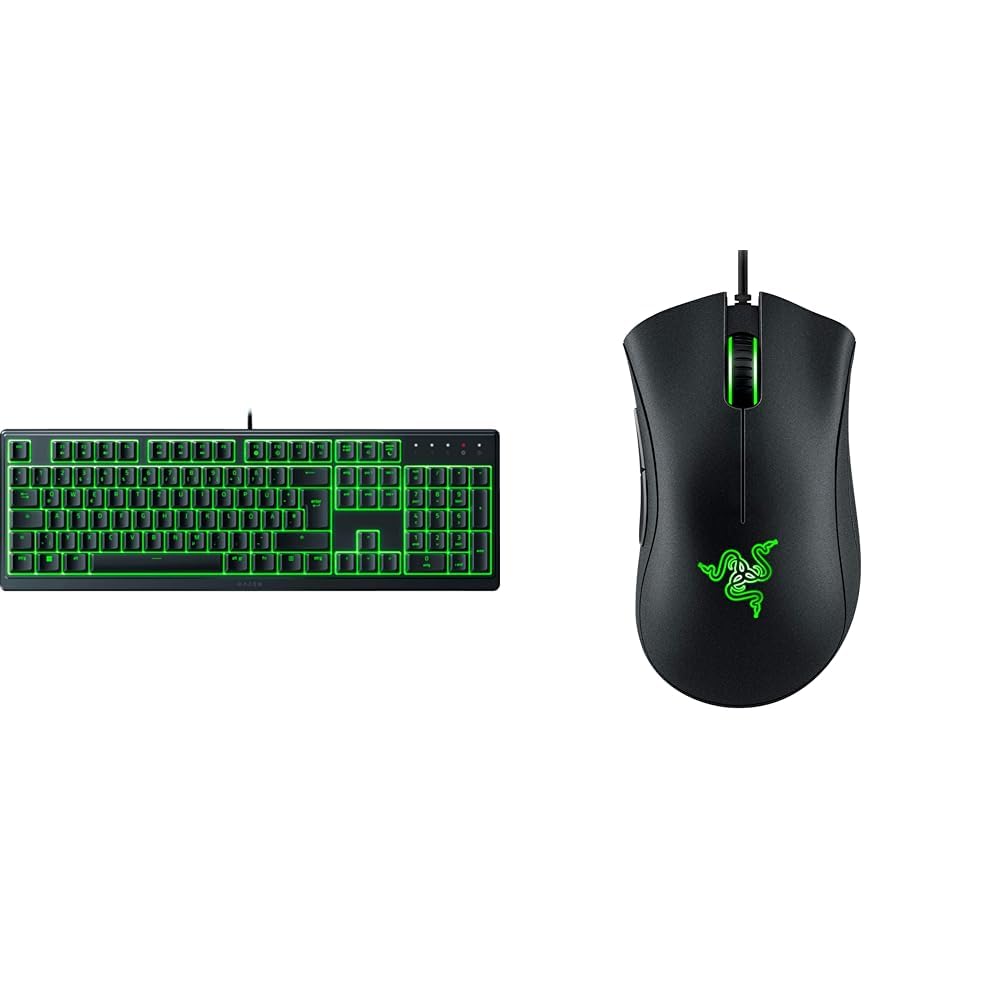 Razer Ornata V3 X - Flache Membran-Tastatur, mit Usb, Chroma RGB QWERTZ | DE-Layout, Schwarz & DeathAdder Essential (2021) - Essentielle Gaming-Maus mit optischem 6.400-DPI-Sensor Schwarz