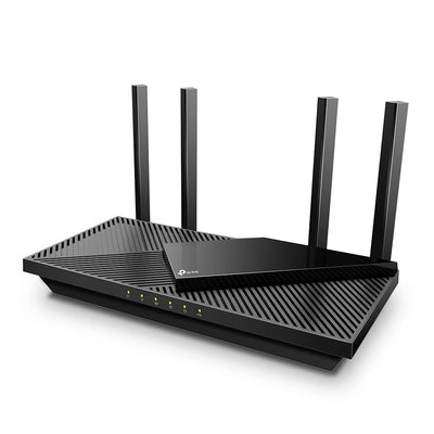 TP-Link Archer AX55 Wi-Fi 6 WLAN Router, 2402 Mbit/s 5 GHz, 574 Mbit/s 2,4 GHz, 4 × Gigabit LAN-Ports, 1 × USB 3.0 Port, unterstützt keine DSL-Funktion, Schwarz