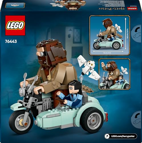 LEGO Harry Potter Hagrids und Harrys Motorradtour – Spielzeug mit Motorrad, Beiwagen & Eule Hedwig – Mit Minifiguren zum Sammeln – Kreatives Geschenk für Mädchen und Jungen ab 9 Jahren – 76443