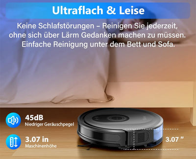 Tikom Saugroboter mit Wischfunktion 2 in 1, G8000 Max Staubsauger Roboter, 5000Pa Starke Saugkraft Roboterstaubsauger, Selbstaufladend, WLAN, 150Mins Max, Ideal für Tierhaare, Teppich, Hartboden