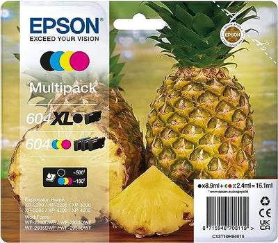 Epson Orginal 604 Tinte Ananas Multipack 4-farbig schwarz XL, CMY Standard XP-2200 XP-2205 XP-3200 XP-4205 WF2910DWF WF2930DWF WF2950DWF ReadyPrint Flex-Tintentarife