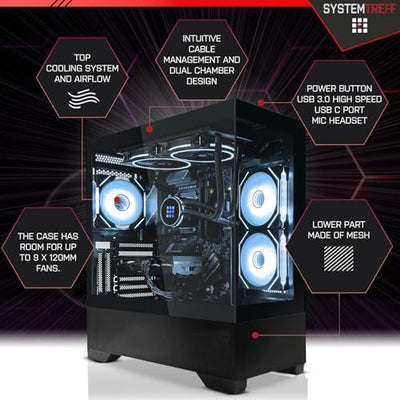 SYSTEMTREFF High-End Gaming PC AMD Ryzen 9 7950X3D 16x5.7GHz | Nvidia GeForce RTX 4080 Super 16GB DX12 | 2TB M.2 NVMe | 32GB DDR5 RAM | WLAN Desktop Computer Rechner für Gamer, Zocker & Streamer