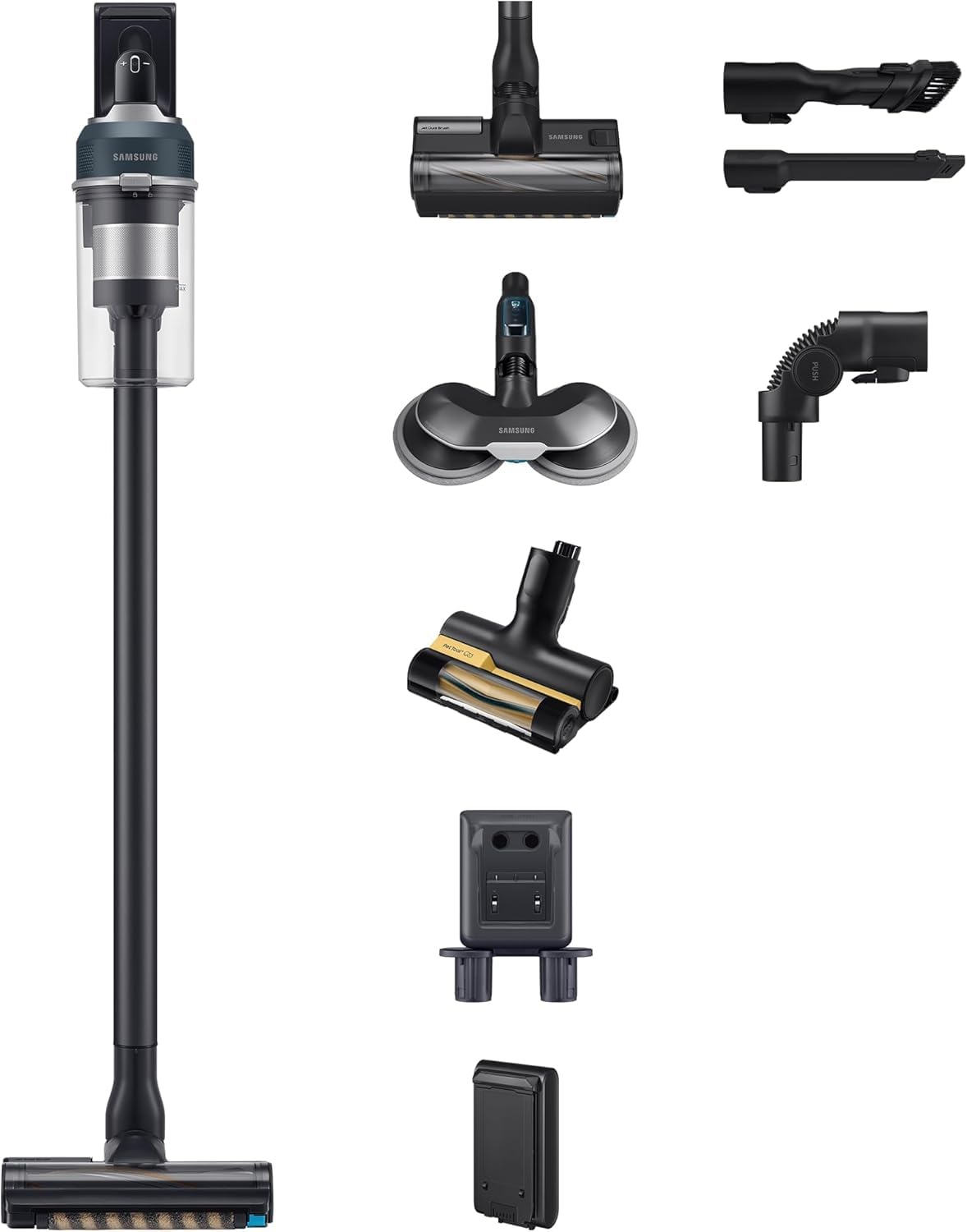 Samsung Jet 85 Wet&Clean Akku-Staubsauger, 210 W, Inkl. Wischaufsatz Spray Spinnig Sweeper und weiterem Zubehör, Blau, VS20C85G7TB/WD