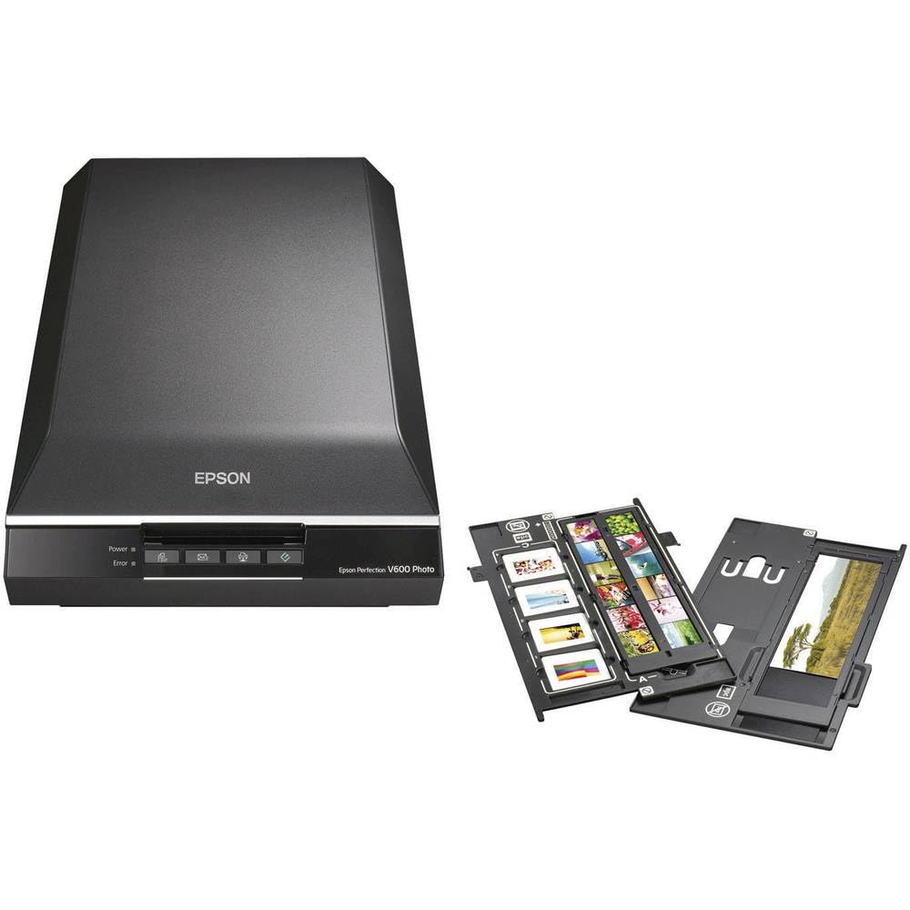 Epson Perfection V600, Fotoscanner, DIN A4 Tischscanner für Fotos, Filme, Dias und Negative, schnell und effizient, Flachbettscanner mit hoher Auflösung, schwarz/silber