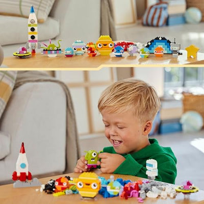 LEGO Classic Kreative Weltraumplaneten, baubares Sonnensystem-Modell für Kinder, Weltraum-Spielzeug mit Rakete, Raumschiff, Planeten und Alien, Geschenk für Kinder, Jungs und Mädchen ab 5 Jahren 11037