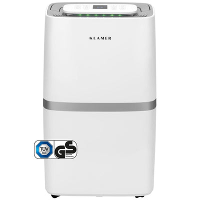 KLAMER Luftentfeuchter elektrisch 25L, 195m³ Luftumwälzung pro Stunde, 420W starker Raumentfeuchter, Entfeuchter mit bis zu 5,5 Liter Fassungsvermögen