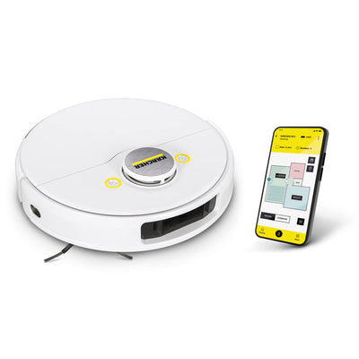 Kärcher Saugroboter RCV 5 mit Wischfunktion, App-Steuerung, LiDAR-Laser-Navigation, Dual-Laser und KI, Kartierung, Raum- und Hinderniserkennung, 5000 Pa, 120 min Laufzeit, für Hartböden und Teppiche