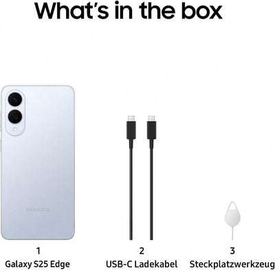 Samsung Galaxy S25 Edge AI Smartphone mit Galaxy AI, Ohne Vertrag, Handy mit Android, 12 GB RAM, 256 GB GB Speicher, 200-MP-Kamera, Titanium Icyblue, 3 Jahre Herstellergarantie [Exklusiv auf Amazon]