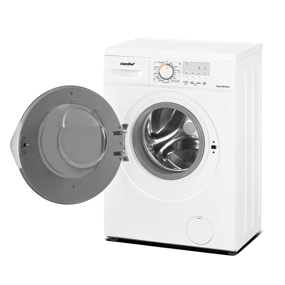 Comfee CFEW60-124 Waschmaschine / 6KG / Slim Line / D / 1200 U/min / Trommelreinigung / 15min-30min-45min Schnellwaschgang / Weiß