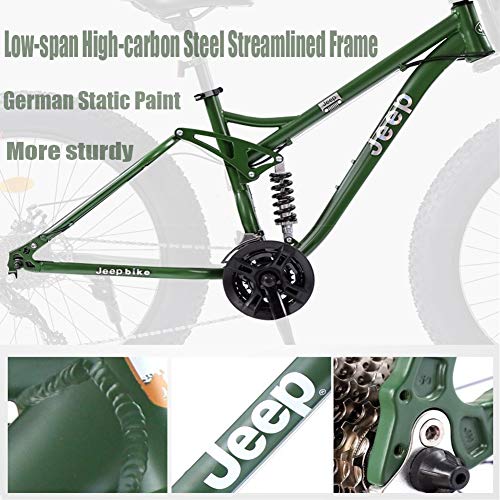 Wmmner 26 Zoll Mountainbike mit Doppelfederung für Erwachsene, Männer, Frauen, mechanische Scheibenbremsen, rutschfest, Fat Tire Mountainbike, Mountainbike aus Stahl mit hohem Gehalt