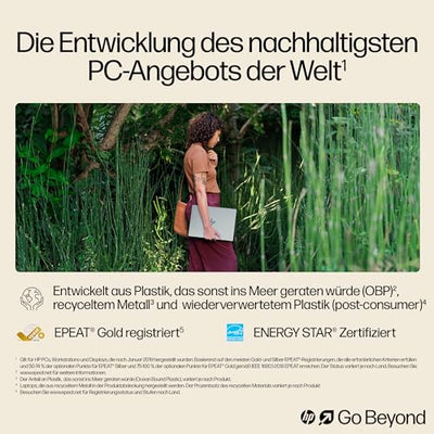 HP OmniBook X Next Gen AI Laptop | Qualcomm Snapdragon X Elite X1E-78-100 (12C) mit dedizierte NPU für KI | 45 NPU TOPS | Copilot+ PC | 14" 2,2K Touchscreen | 16 GB RAM | 1TB SSD | Win11 | Silber