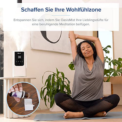 LEVOIT Smart Luftbefeuchter, Warm-/Kalter Nebel max 550 ml/h, 4,5L Humidifier bis 40㎡ 45H, 26dB Aroma Raumbefeuchter mit Nachtlicht für Schlafzimmer Kinderzimmer und Pflanzen, Exklusiv bei Amazon,Weiß