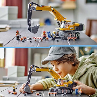 LEGO City Raupenbagger, Spielzeugbagger für Kinder ab 8 Jahren, Bauspielzeug mit Bagger-Modell, baubarer LKW mit Zubehör und 3 Minifiguren 60420