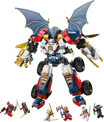 LEGO NINJAGO 4in1 Zanes Ultra-Kombi-Mech - Spielzeug mit Auto Modell - Umbaubar in einen Jet oder Drachen Figur - Inkl. 6 Minifiguren - Bauspielzeug für Jungen und Mädchen ab 9 Jahren 71834