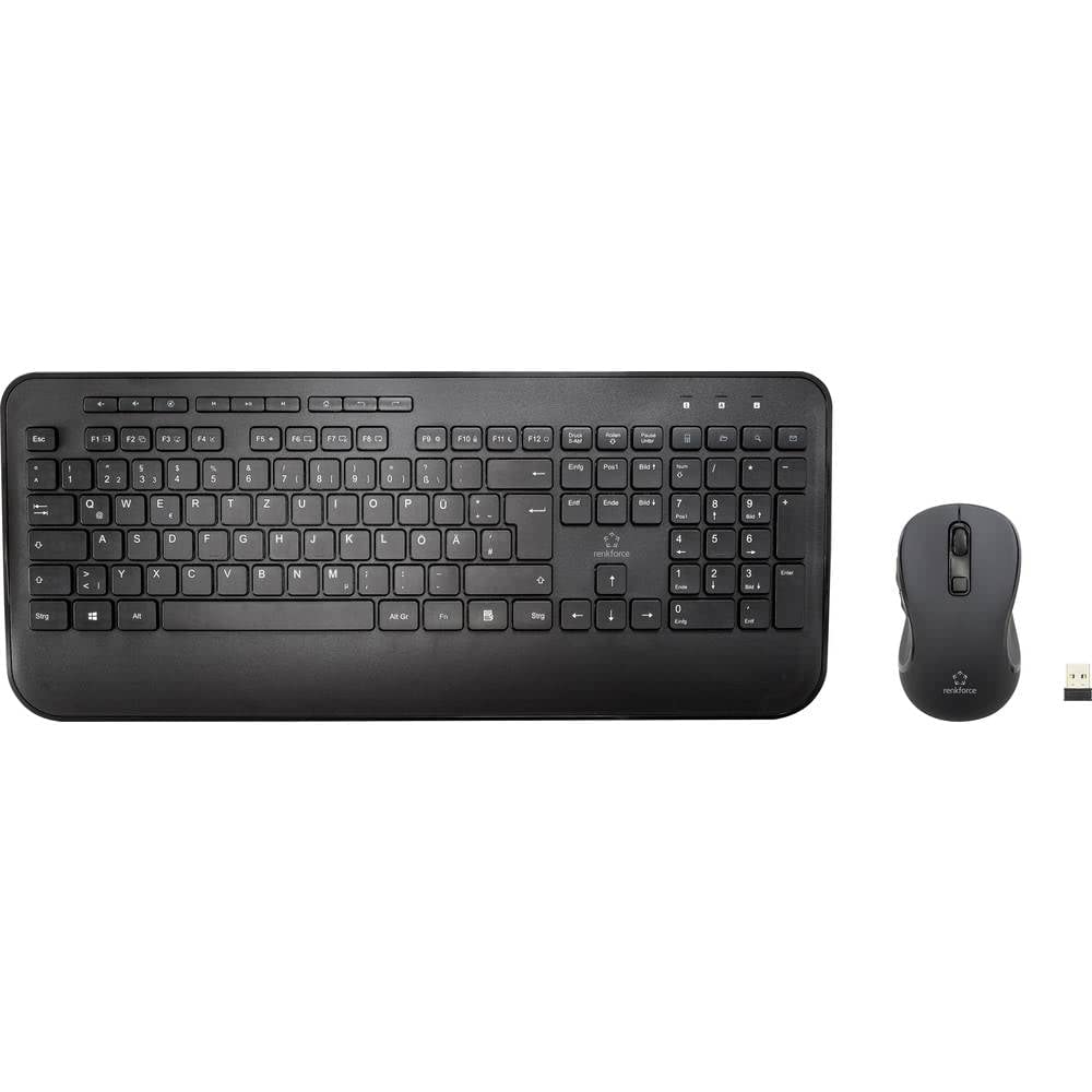 Renkforce RF-KMC-520 Kabellos Tastatur, Maus-Set Multimediatasten Deutsch, QWERTZ Black