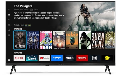 SHARP 32HE2345E – TiVo TV, 32" HD, Rahmenlos, 60 Hz, HDR10, 2x8 W Sound, 3X HDMI, 2X USB, Farbe: Schwarz