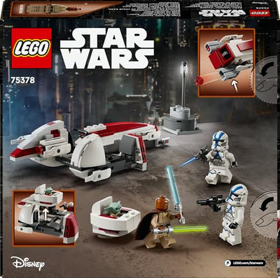 LEGO Star Wars Flucht mit dem BARC Speeder, The Mandalorian Set, Spielzeug-Bike mit Seitenwagen, enthält die Figuren Kelleran Beq und Grogu, Geschenk für Jungen und Mädchen ab 8 Jahren 75378
