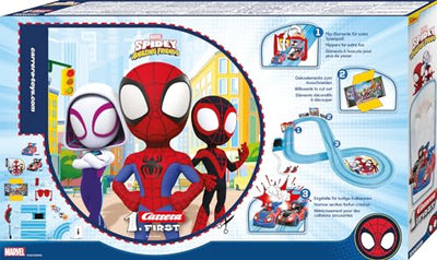 Carrera - 20063050 First I Spidey Go Webs Go Rennbahn-Set I Auto für Rennbahn | Rennbahnen und lizensierte Slotcars | bis zu 2 Spieler | Für Kinder ab 3 Jahren & Erwachsene