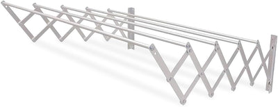 Amig – Wäscheständer Ausziehbar Für die Wand | hochbeständiges Aluminium | Edelstahlschrauben | Für Drinnen und Draußen | Einfache Installation | Maße: 100x14x3 cm