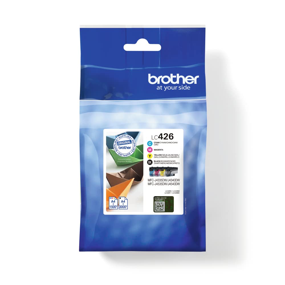 Brother LC-426BK/LC-426C/LC-426M/LC-426Y Inkjet Cartridges, Black/Cyan/Magenta/Yellow,Multi-Pack, Standard Yield, Includes 4 x Inkjet Cartridges, Brother Genuine Supplies