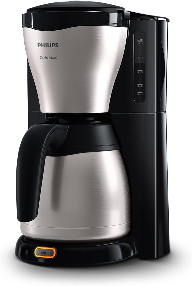 PHILIPS Filterkaffeemaschine – 1.2-Liter-Thermoskanne, bis zu 15 Tassen, Edelstahl, (HD7546/20), 1000watts, 25.5 x 22.1 x 37.01 cm, silbern/schwarz