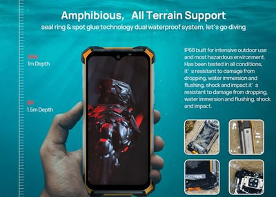 DOOGEE S8P 10000mAh Akku Outdoor Smartphone Ohne Vertrag, Octa-Core 6GB+128GB Android 10, 21MP Quad-Kamera, 6,3-Zoll-FHD + Corning Gorilla-Glas, Drahtlose Rückladung, IP68 Robustes Handy Schwarz