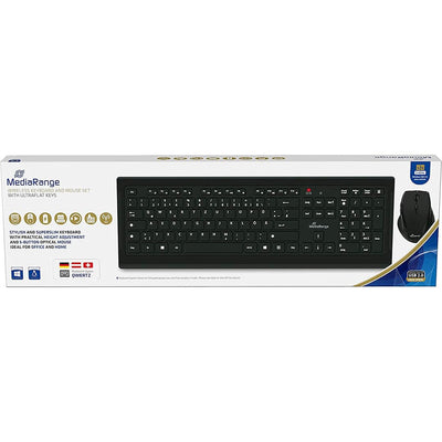 MediaRange Funk-Tastatur und optische 5 Tasten Funk-Maus Set, AZERTY (FR), schwarz