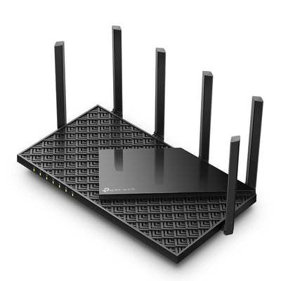TP-Link Archer AXE75 Wi-Fi 6E WLAN Router (5400 Mbit/s Tri-Band, 4 × Gigabit LAN-Ports, 1 × USB 3.0 Port, WPA3, HomeCare,kompatibel mit Alexa, Tether APP), schwarz