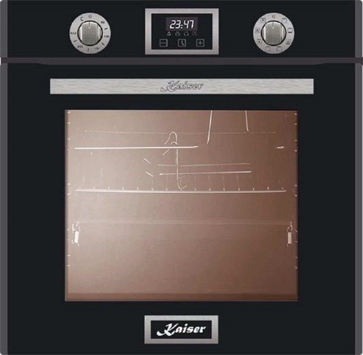 Kaiser Küchengeräte Gasherd-Set EH 6326 SP + KCG 6383, Einbau Elektro Backofen, Autark, 79L, 10 Funktionen + Einbau Gas- Kochfeld 60cm, Schwarz Glas, WOK, Erdgas Propangas Fl. Gas