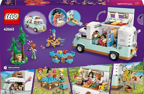 LEGO Friends Wohnmobil, Bauset für Rollenspiele mit einem Spielzeug Wohnwagen, Geschenk für Mädchen ab 7 Jahren, kreatives Spielset mit 3 Minifiguren und Frettchen Tierfigur 42663
