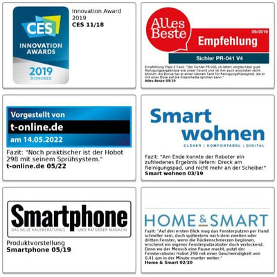 Sichler Haushaltsgeräte Fensterputzroboter: HOBOT-298 Profi-Fensterputz-Roboter mit Sprüh-Funktion, App-Steuerung (Hobot Fensterputzroboter, Profi Fensterputzroboter, Fensterreinigung)