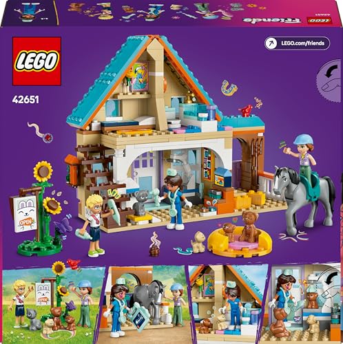 LEGO Friends Tierarztpraxis für Pferde und Haustiere - Pferdespielzeug für Mädchen und Jungen mit 3 Figuren und 5 Tierfiguren - Kreatives Spielset - Geschenk für Kinder ab 7 Jahren 42651