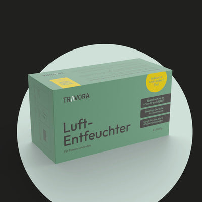 TRAVORA Luftentfeuchter Kissen 2x 1 kg mit Anti-Rutsch Pad - Entfeuchter - wiederverwendbar - Auto Innenraum - extra groß, Schwarz