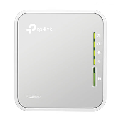 TP-Link TL-WR902AC AC750 WLAN Nano Router (433Mbit/s (5GHz) +300Mbit/s (2,4GHz) (tragbar, Accesspoint, TV Adapter, Repeater, Router, Client, Media, FTP Server), weiß/ grau