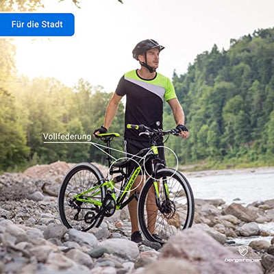 Bergsteiger Kodiak 26 Zoll, 29 Zoll Mountainbike, Scheibenbremse, Shimano 21 Gang-Schaltung, Vollfederung, Fully MTB für Jungen, Mädchen, Damen & Herren