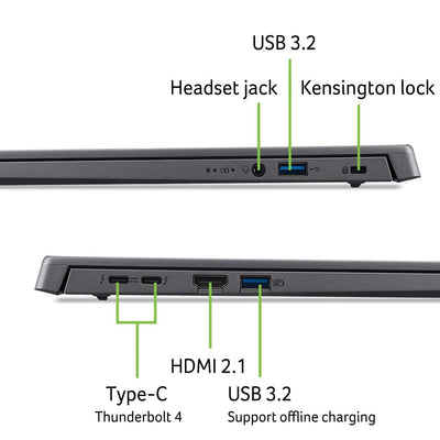 Acer Aspire 16 (A16-71M-71DD) KI Laptop, 16" WUXGA+ OLED 120Hz Display, Intel Core Ultra 7 155H, 16 GB RAM, 1 TB SSD, Intel Arc Grafik, Windows 11, QWERTZ Tastatur, grau