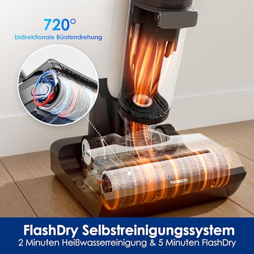 Tineco Floor ONE Switch S7 Nass Trockensauger, Saugwischer 40min, Staubsauger 65min, 70℃ Flashdry, Beidseitige Kantenreinigung, ZeroTangle Bürste, Dreifache Batterielebensdauer, für das Ganze Haus