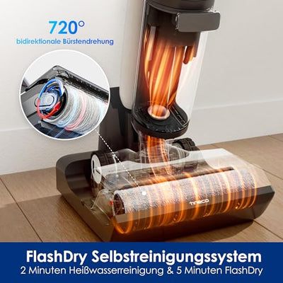 Tineco Floor ONE Switch S7 Nass Trockensauger, Saugwischer 40min, Staubsauger 65min, 70℃ Flashdry, Beidseitige Kantenreinigung, ZeroTangle Bürste, Dreifache Batterielebensdauer, für das Ganze Haus