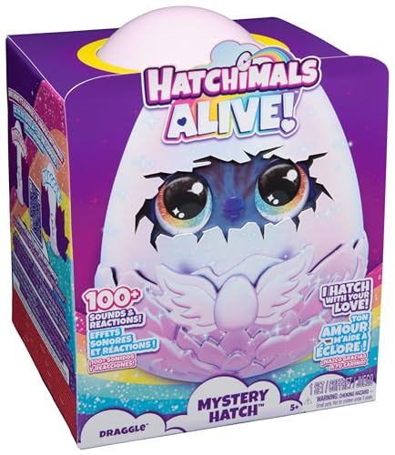 Hatchimals Alive Mystery Ei Draggle - magisches selbstschlüpfendes Ei ca. 25 cm groß mit interaktivem Überraschungs-Plüschtier, für Kinder ab 5 Jahren
