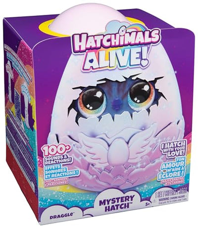 Hatchimals Alive Mystery Ei Draggle - magisches selbstschlüpfendes Ei ca. 25 cm groß mit interaktivem Überraschungs-Plüschtier, für Kinder ab 5 Jahren