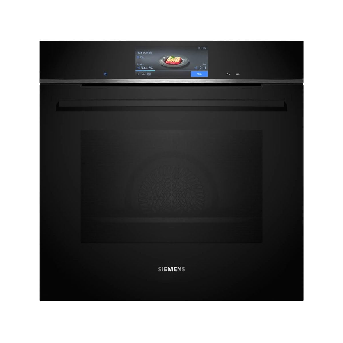 Siemens HB778G3B1,Q700 Smarter Einbau-Backofen, 60 x 60 cm, Made in Germany, Pyrolyse & Hydrolyse Selbstreinigung, Bratenthermometer, Air Fry, Backautomatik, Farbiger Touchscreen, 4D Heißluft, Schwarz