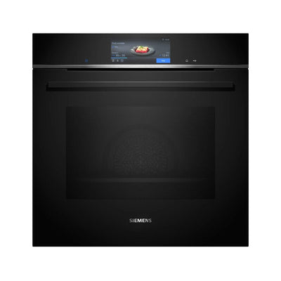 Siemens HB778G3B1,Q700 Smarter Einbau-Backofen, 60 x 60 cm, Made in Germany, Pyrolyse & Hydrolyse Selbstreinigung, Bratenthermometer, Air Fry, Backautomatik, Farbiger Touchscreen, 4D Heißluft, Schwarz