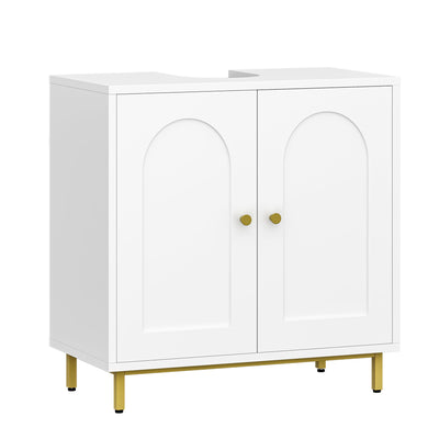 Hzuaneri Waschbeckenunterschrank, Unterschrank, Waschtischunterschrank, Badezimmerschrank mit 2 Türen, verstellbare Ablage, viel Stauraum, freistehend, Landhausstil, 30 x 60 x 63 cm, Weiß BC19103X