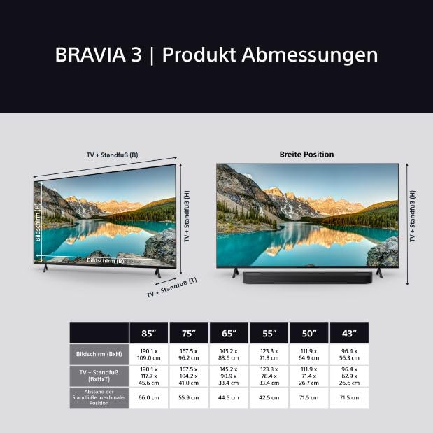 Sony BRAVIA 3 - Direct LED 43 Zoll Fernseher (K43S32), X-Balanced Speaker, Dolby Vision/Atmos, IMAX Enhanced, Google TV (2025), Google Cast, Apple AirPlay 2, Eco Dashboard 2, Game Menu 2, Smart TV