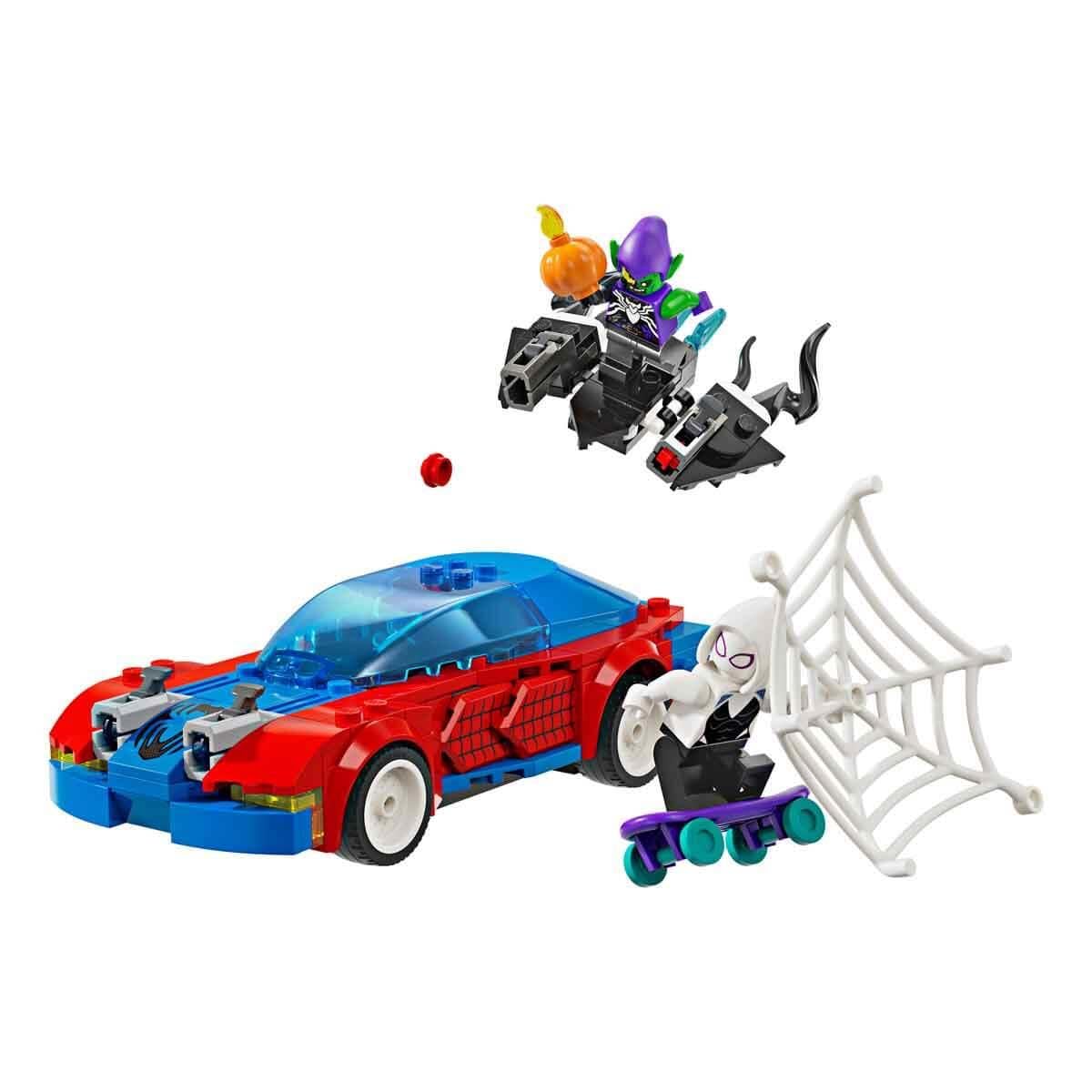 LEGO Marvel Spider-Mans Rennauto & Venom Green Goblin, Spidey-Spielzeug für Rollenspiele mit Superhelden-Figuren und baubarem Auto, Geschenk für Kinder, Jungs und Mädchen ab 7 Jahren 76279