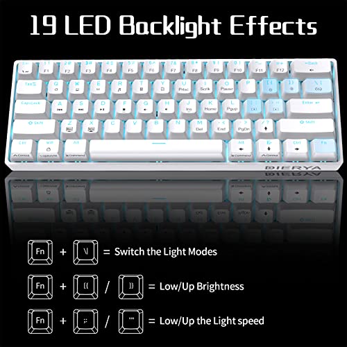 Dierya DK61se Gaming Tastatur,60% Prozent Mechanische Tastatur mit Red Linear Switch,Ultra-Compact Mini 61 Tasten Anti-Ghosting,Typ-C-Datenkabel,US Layout für PC Windows Gamer Typist,Weiß