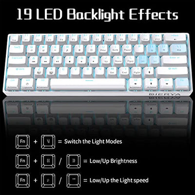 Dierya DK61se Gaming Tastatur,60% Prozent Mechanische Tastatur mit Red Linear Switch,Ultra-Compact Mini 61 Tasten Anti-Ghosting,Typ-C-Datenkabel,US Layout für PC Windows Gamer Typist,Weiß